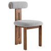 Modway  Torian Upholstered Boucle Dining Chairs Set of 2 in Walnut Light Gray 3-Legged Farmhouse Kitchen Chairs Comfortable Side Chairs with Wood Legs - 4 of 4