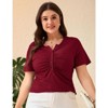 Coolmee Women Plus Size V Neck Button Blouse Short Sleeves Summer Comfy Lightweight Casual Tunic Tops - 2 of 4