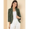 Allegra K Women's Striped 3/4 Sleeves Open Front Casual Notched Lapel Blazer - 3 of 4