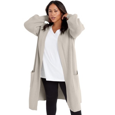 June + Vie by Roaman's Women's Plus Size Open-Front Cardigan