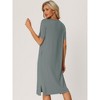 cheibear Women's Casual V-neck Short Sleeve T-shirt Dress Nightshirt Basic Midi Shirtdress - 3 of 4