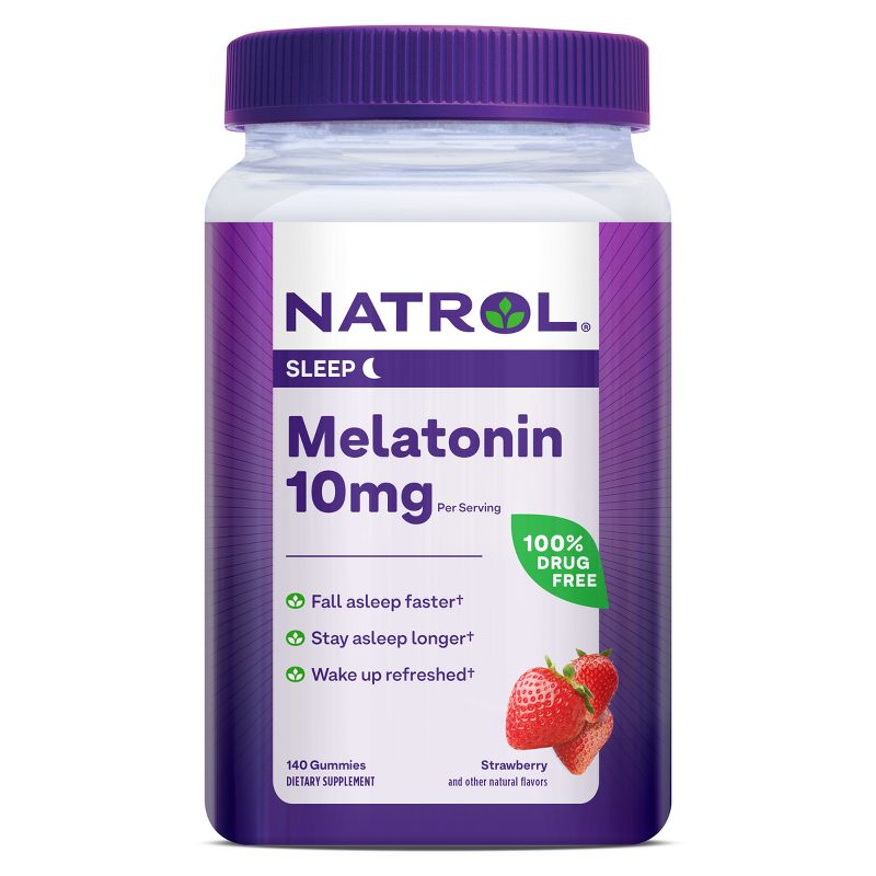 Natrol Melatonin 10mg Sleep Aid Gummies - Strawberry - 140ct, 1 of 12