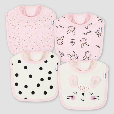 Gerber Baby Girls' 4pk Bunny Bib - Pink