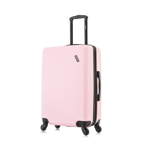Dukap Discovery Lightweight Hardside Large Checked Spinner Suitcase - Pink  : Target