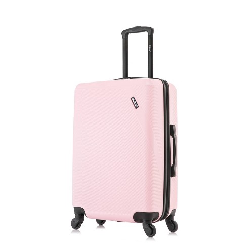 Dukap Discovery Lightweight Hardside Medium Checked Spinner Suitcase Pink Target