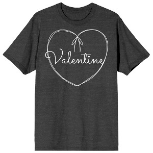 Valentine's Day String Heart Crew Neck Short Sleeve Charcoal Heather Women's T-shirt - 1 of 3