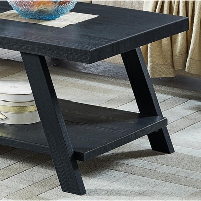 Athens Black Rectangular Wood Shelf Coffee Table