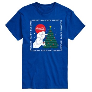Men's - Coca Cola - Happy Holidays Bears and Tree Short Sleeve Graphic T-Shirt - 1 of 4