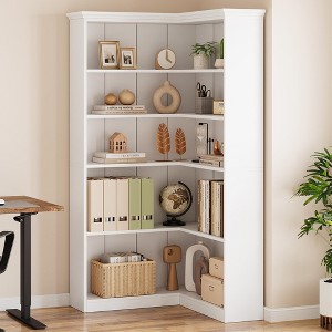 Garvee Corner Bookshelf 72.8in Farmhouse Bookcase Large Bookshelf - 1 of 4