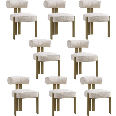 Upholstered Dining Chairs,Modern Boucle  Dining Room Chairs with  Ergonomic Curved Back , Comfortable Kitchen Chairs