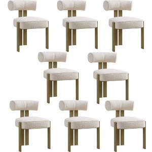 Upholstered Dining Chairs,Modern Boucle  Dining Room Chairs with  Ergonomic Curved Back , Comfortable Kitchen Chairs - 1 of 4