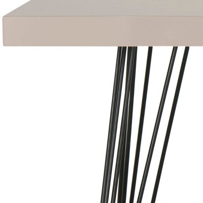 Transitional Taupe and Black Rectangular Console Table with Iron Legs