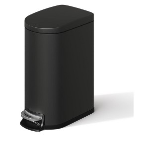 2.6 Gallon / 10 Liter Metal Bathroom Trash Can with Lid, Slim Waterproof Garbage Can for Bedroom - 1 of 4