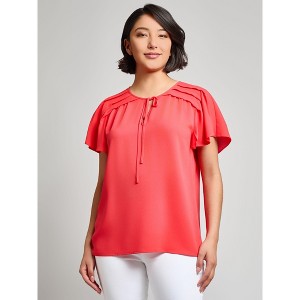 Jones New York Pleated Shoulder Flutter Sleeve Blouse - 1 of 3