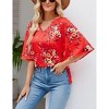 Women's Casual 3/4 Ruffled Sleeve Chiffon Blouse Tops for Women - 2 of 4