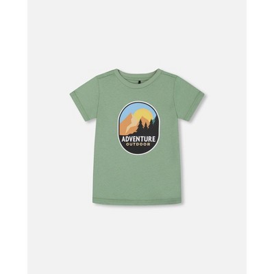 Deux par Deux Boy Organic Cotton Graphic Tee Sage and Multi