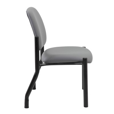 Gray Armless Vinyl and Metal Guest Chair
