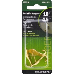 Hillman AnchorWire Gilt Push Pin Picture Hook 10 lb 3 pk (Case of 10) - 1 of 1