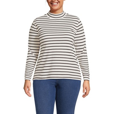 Lands' End Women's Relaxed Cotton Long Sleeve Mock Turtleneck