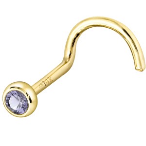 Jewelry Avalanche 22G 14K Gold Bezel-set Tanzanite Nose Screw Nose Stud - 1 of 3