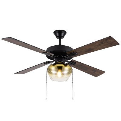 52" 4-Blade Amal Lighted Ceiling Fan Gold - River of Goods: Reversible Blades, 3 Speeds, LED