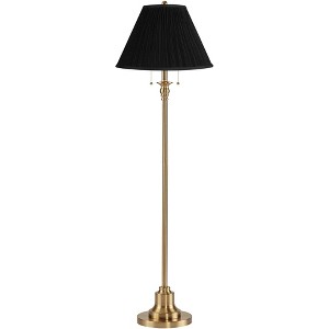 360 Lighting Dyna 58" Antique Brass Black Mushroom Shade Floor Lamp - 1 of 4