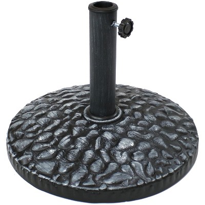 Sunnydaze Outdoor Resin Traditional Pebble Texture Patio Yard Round Umbrella Base - 17" - Gray Finish