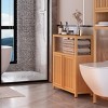 KWPZQEB Bamboo Floor Cabinet, Modern Storage Organizer with 2 Doors and Shelves, Freestanding Floor Storage Cabinet for Living Room, Bathroom - 3 of 4