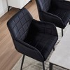 Akoasm 2 Pieces Upholstered velvet Kitchen Dinning Chair With Armrests-Black - 3 of 4
