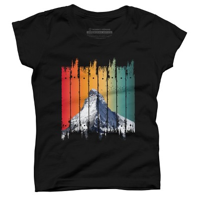 Girl's Design By Humans Vintage Snow Mountain Climber By punsalan T-Shirt