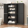 71" Farmhouse Tall Storage Cabinet, Adjustable Shelves & 4 Doors - Bathroom Pantry Organizer for Kitchen, Dining Room and office - 4 of 4