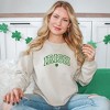 Simply Sage Market Women's Graphic Sweatshirt Embroidered Irish Varsity Clover St. Patrick's Day - Green Ink - 2 of 3