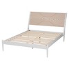 Baxton Studio Louetta Platform Bed with Carved Contrasting Headboard White/Natural Brown - image 4 of 4