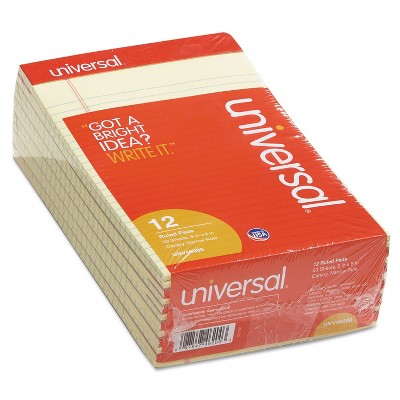 UNIVERSAL Perforated Edge Writing Pad Narrow Rule 5 x 8 Canary 50 Sheet Dozen 46200