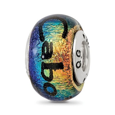 Black Bow Jewelry Cabo & Palm Trees Dichroic Glass & Sterling Silver Bead Charm