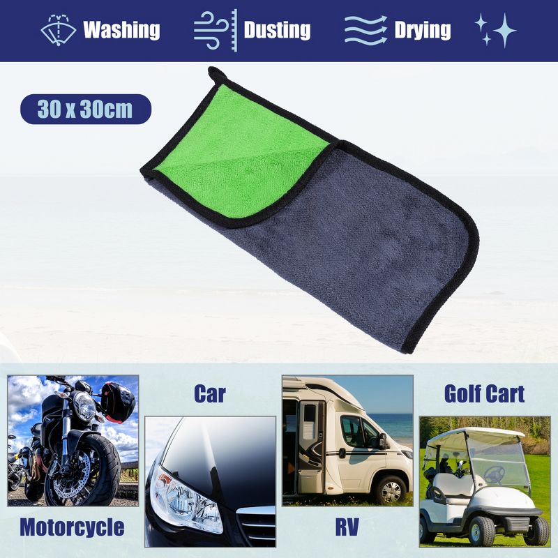 Unique Bargains Microfibre Car Drying Towel 600GSM Highly Absorbent Car Drying Cloth Window Cleaner 11.81"x11.81" Gray Green 3 Pcs, 2 of 7