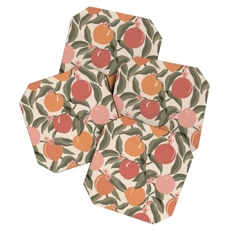 Cuss Yeah Designs Abstract Peaches Coaster Set - Deny Designs, 1 of 5