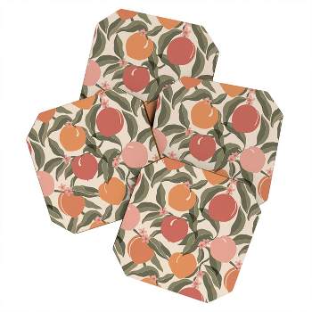 Cuss Yeah Designs Abstract Peaches Coaster Set - Deny Designs