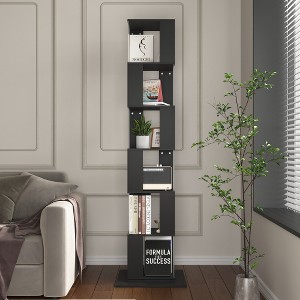 LIVAREEmlen 6 Tier Rotating Bookshelf, Floor Rack Simple Bookcase with Acrylic Plate Student Multi-Function Creative Bookshelf for Living Room - 1 of 4