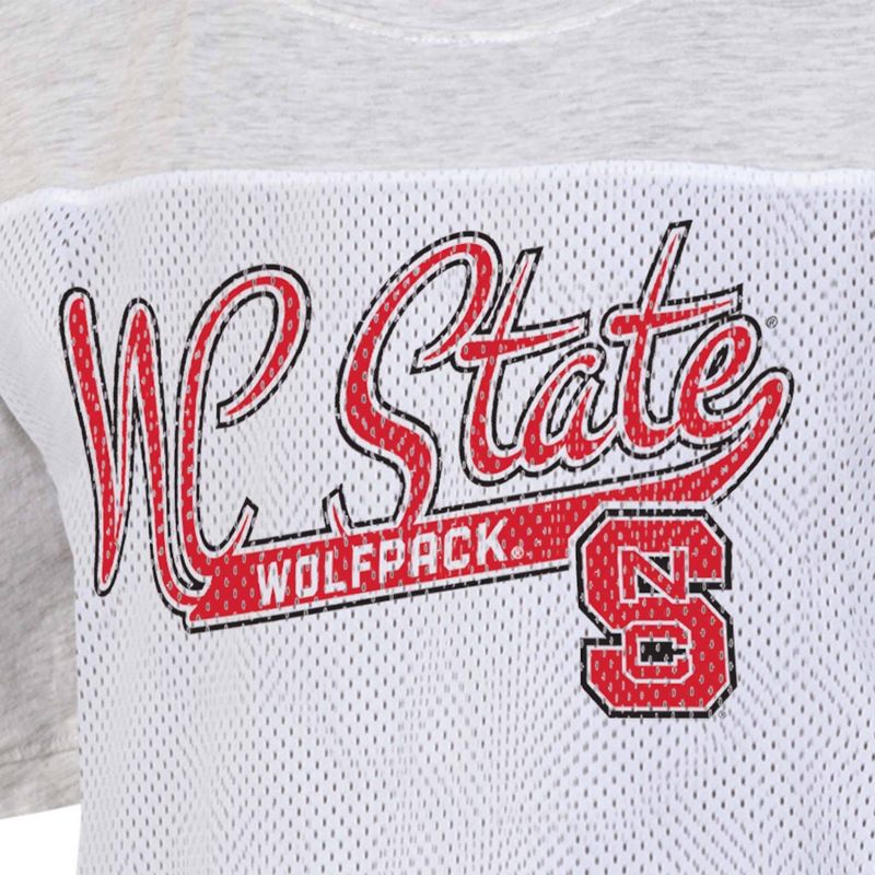 NCAA NC State Wolfpack Women&#39;s White Mesh Yoke T-Shirt, 3 of 4