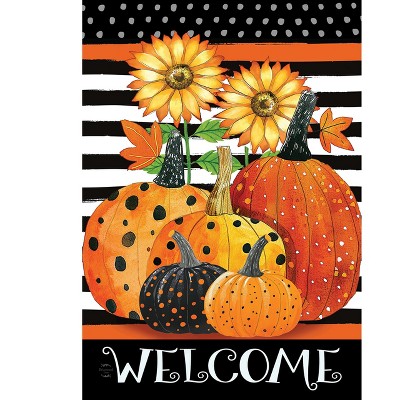 Briarwood Lane Fall House Flag 40x28 For Outdoor Pumpkins and Stripes For Fall House Flag