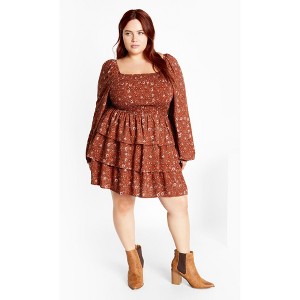 Women's Plus Size Dahlia Mini Print Dress - spice | CITY CHIC - 1 of 4