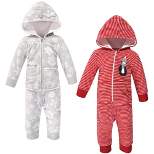 Hudson Baby Infant Fleece Jumpsuits, Coveralls, and Playsuits 2pk, Red Penguin
