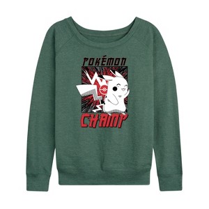 Women's - Pokémon - Pokémon Champ Lightweight French Terry Wide Neck Long Sleeve Shirt - 1 of 4