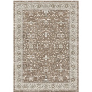 Area Rug Washable Neutral Floral Living Room Bedroom Rug Vintage Distressed Boho Non Slip Low Pile Carpet Soft Retro Rugs - 1 of 1