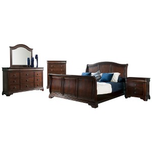 5pc King Conley Sleigh Bedroom Set Cherry - Picket House Furnishings, Red