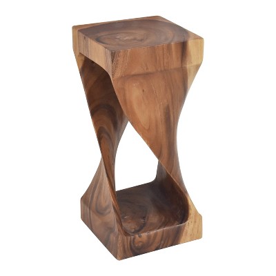 Solana Natural Acacia Wood Twist Accent Side Table