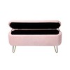 DOMETOUR Storage Ottoman Bench for End of Bed, Modern Faux Fur Entryway Bench Gold Legs Upholstered Padded with Storage for Living Room Bedroom - 3 of 4