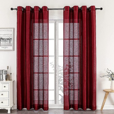 GoodGram 2 Piece Sheer Voile Faux Silk Spring & Summer 84 in. L Grommet Top Curtain Panels