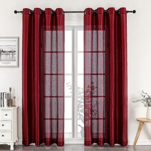 GoodGram 2 Piece Sheer Voile Faux Silk Spring & Summer 84 in. L Grommet Top Curtain Panels - 1 of 2